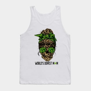 Cute Leopard Skull Lady World's Dopest Mom Weed Tank Top